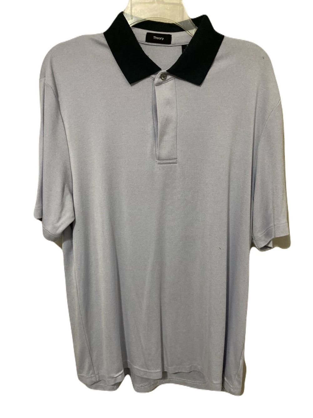 Theory Men's Light Gray Polo with Black Contrast Collar